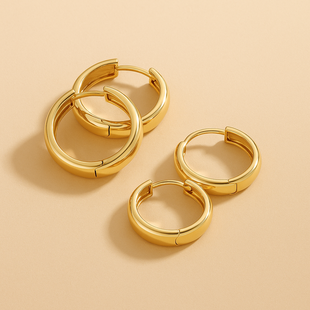 Gia | Rzeźbione 18-karatowe złote obręcze Statement Hoops