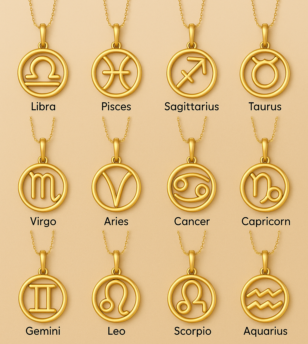 Naszyjnik z wisiorkiem zodiaku | 18-karatowe złote wykończenie