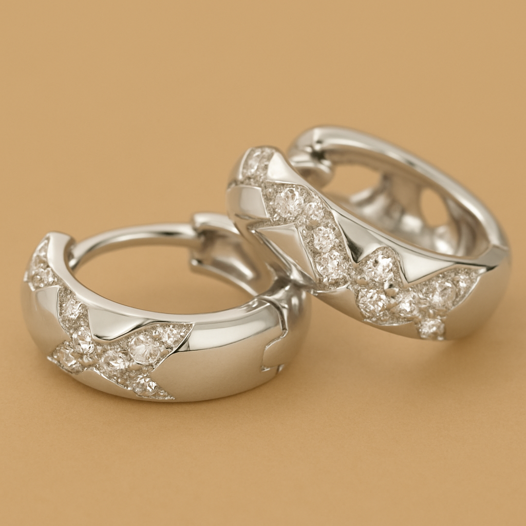 Eleganckie kolczyki kółka Bohemian Cross - Moissanite Sparkle