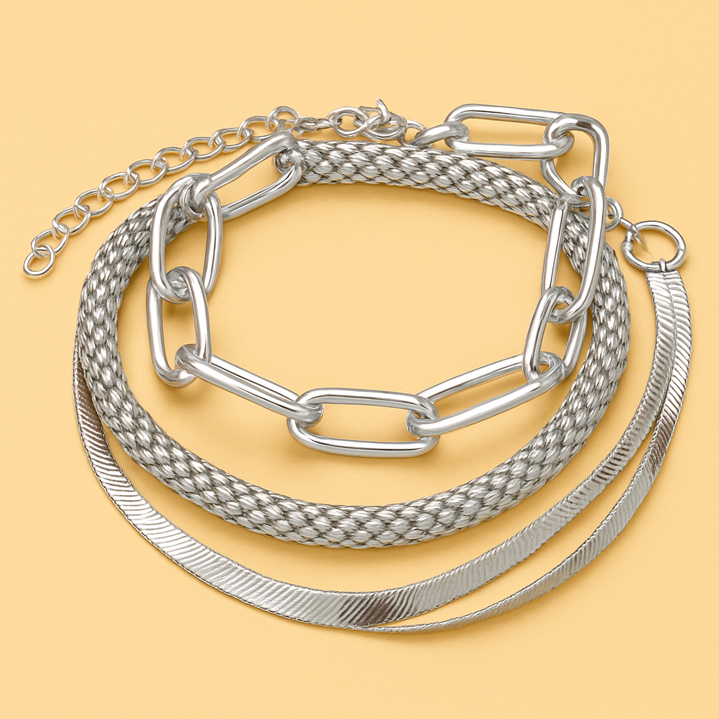 Vintage Gouden Slangenschakel Armbanden Set - 3-Delig