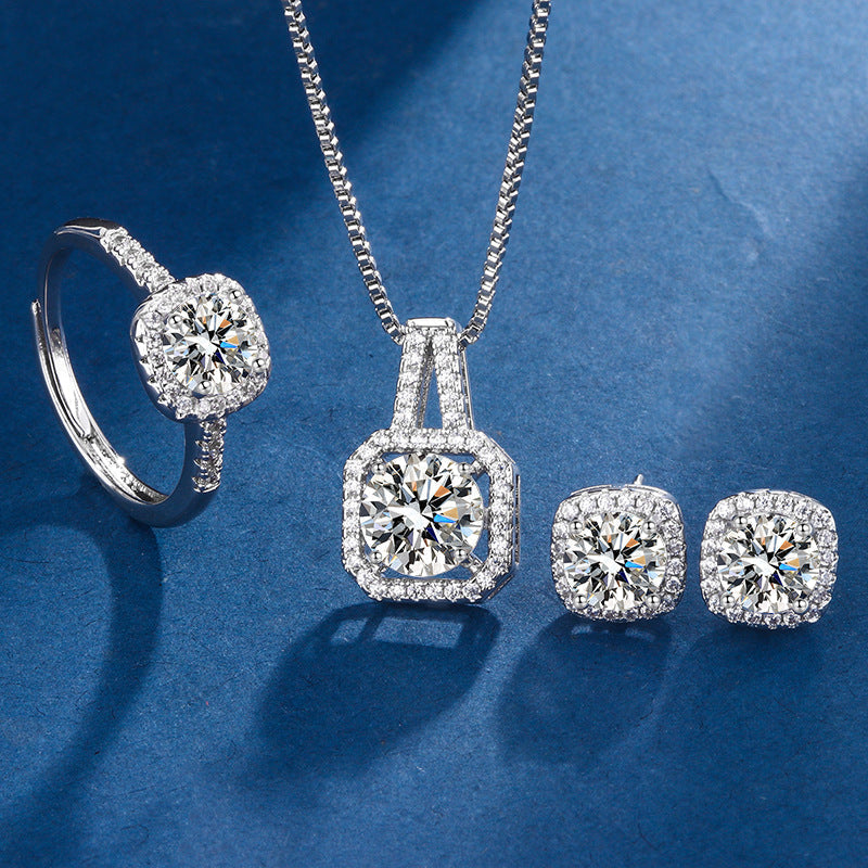 Aria Square Radiant Set | Białe złoto
