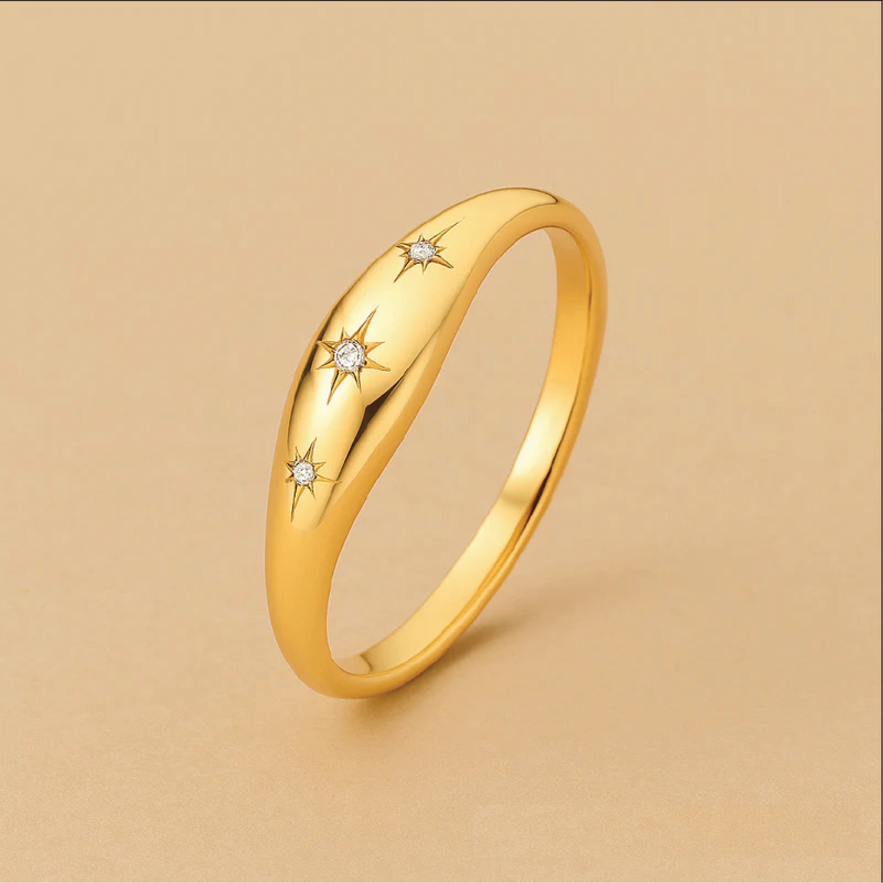 Elegancki pierścionek z 14-karatowego złota z diamentami